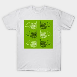 Lime Green French Horn Pattern T-Shirt